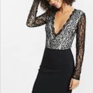 Lace deep v express bodysuit NWT
